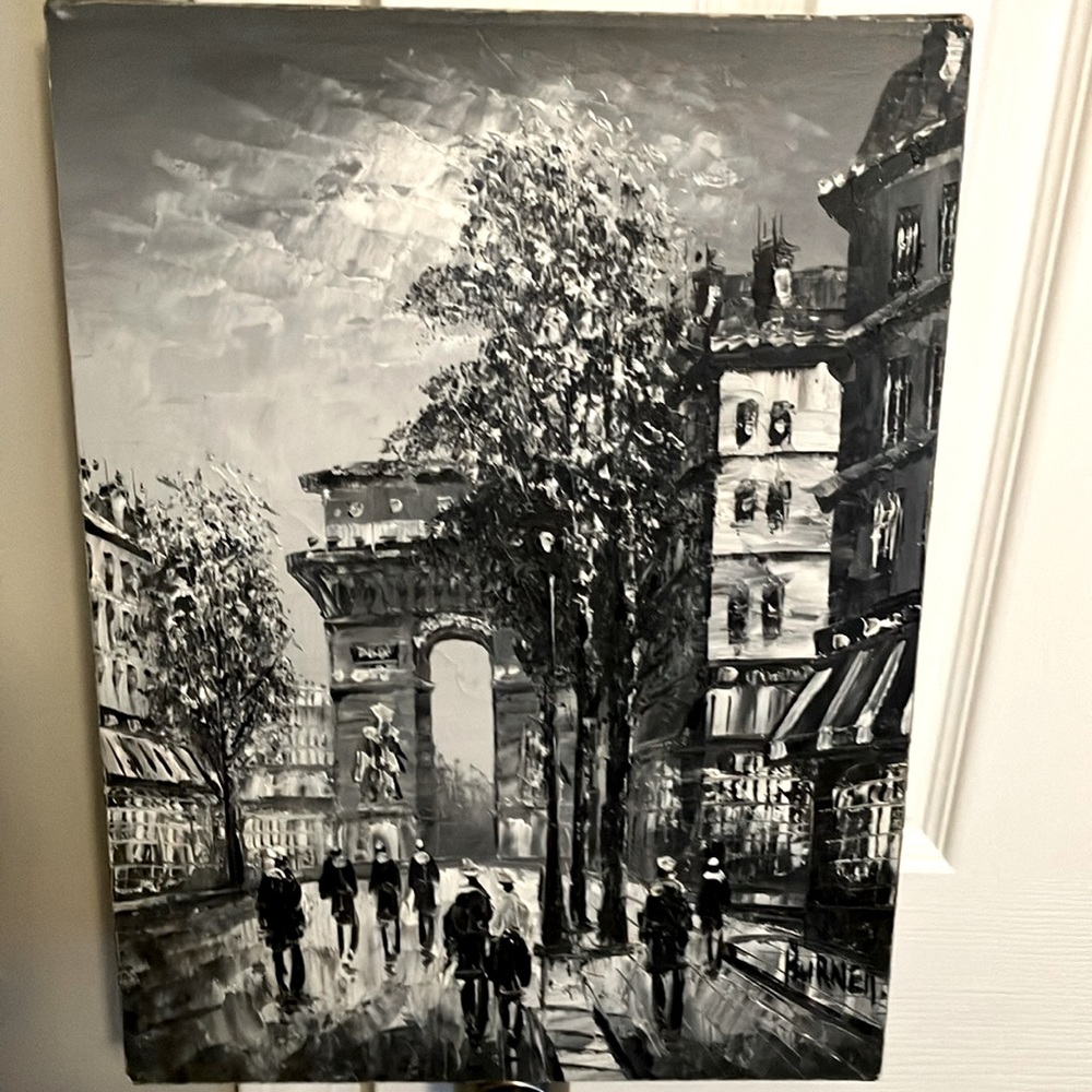 Not For Sale Painting Street scene By Burnett in Good pre-owned Condition